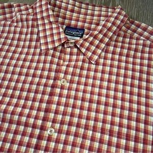 Patagonia Men’s XL Red Plaid‎ Organic Cotton Short Sleeve Button Front Shirt